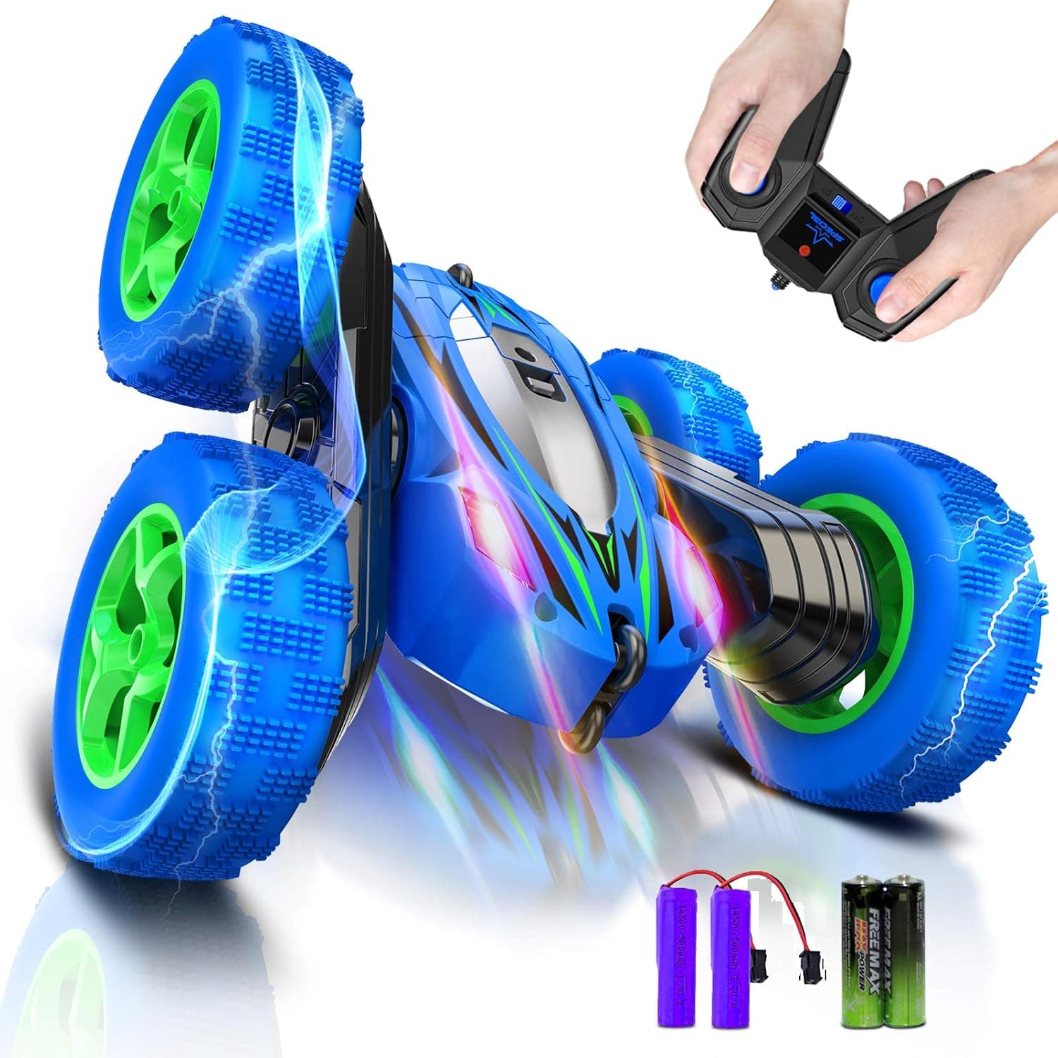 Uniway RC Cars,Rc Stunt car Toy, 2.4Ghz Double Sided 360° Rotating RC Car with Headlights,4WD Stunt car Deliver Kids Xmas Toy Cars for Boys/Girls Gift