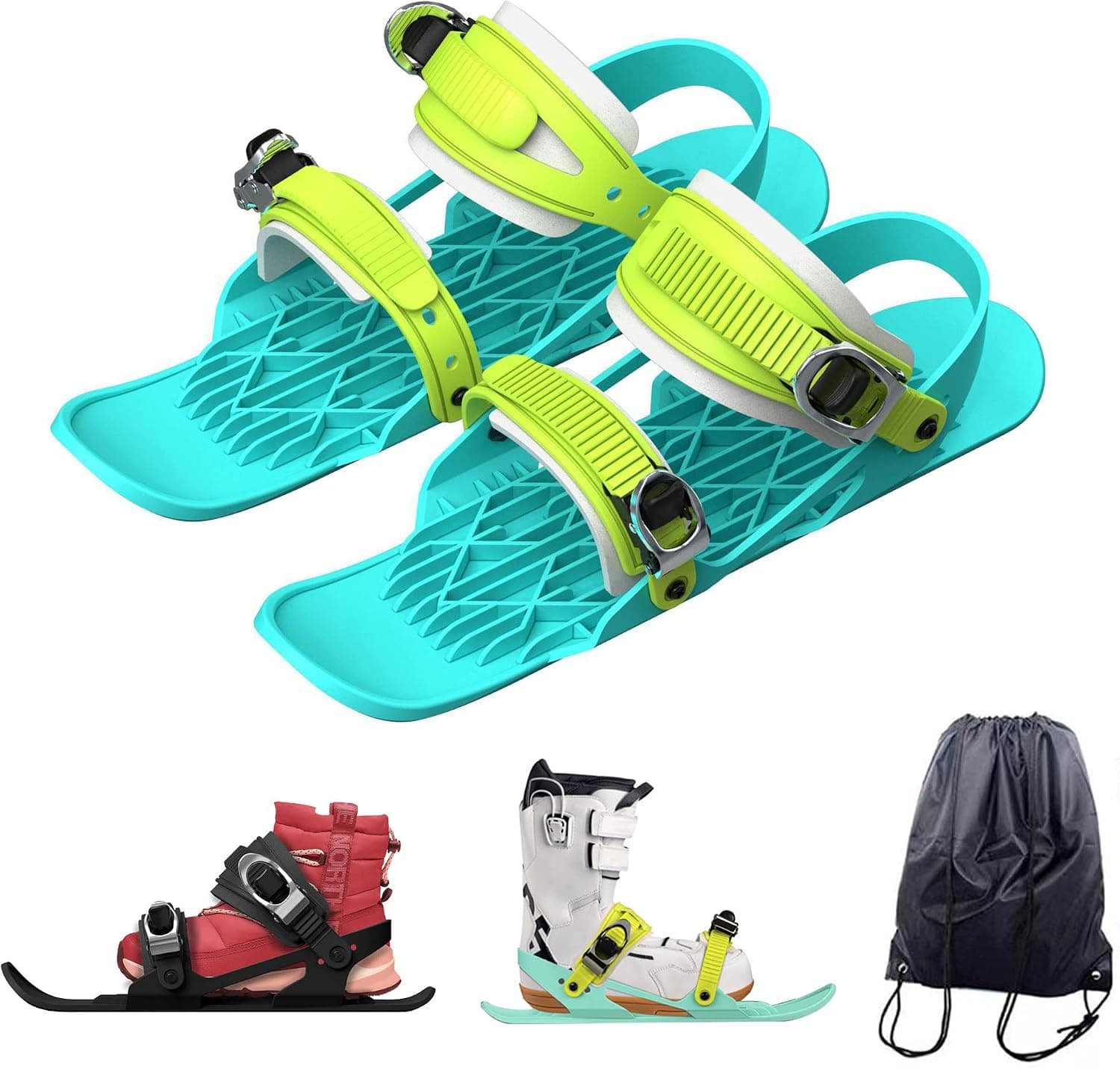 Mini Short Ski Skates for Snow, KEYUSHOP Kid Adult Adjustable Shortest Snowskates Snow Blades Skiboards Skis for Winter Shoes, Attach to Skis Boots or Snowboard Boots , for Winter Skiing Equipment