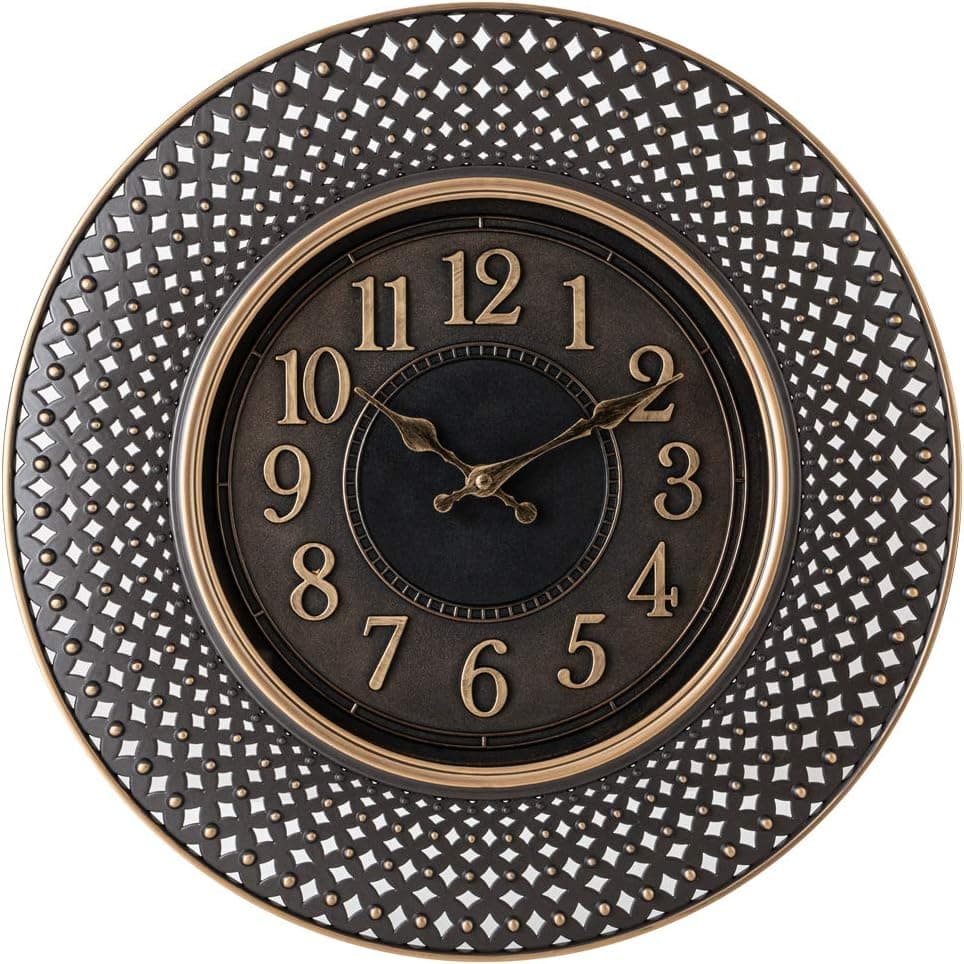 Pacific Bay Warendorf Large Decorative Light-Weight 16-inch Wall Clock Silent, Non-Ticking, 3-D Aluminum Dial, Easy-to-Read, Quartz Battery Operated, Glass Face Cover