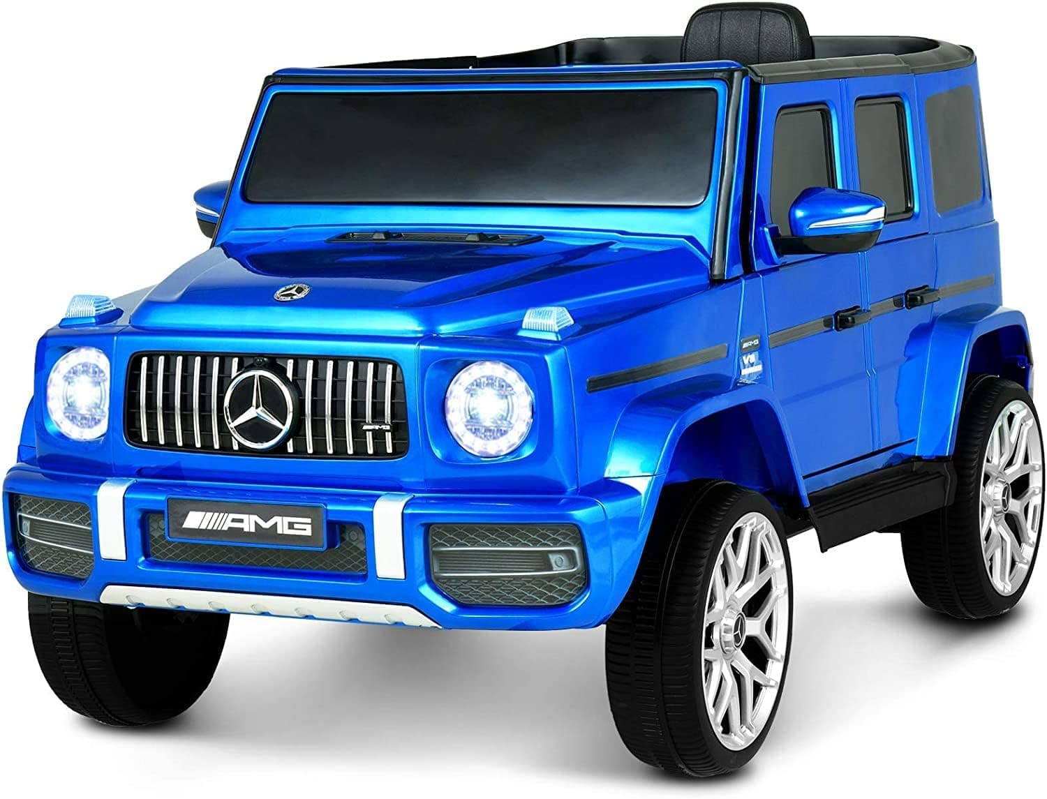 cuoote 12V Licensed Mercedes-Benz G63 Kids Ride On Cars Toys w/Spring Suspension, Remote Control, Music, Horn,LED Light,AUX,Safety Lock, Blue
