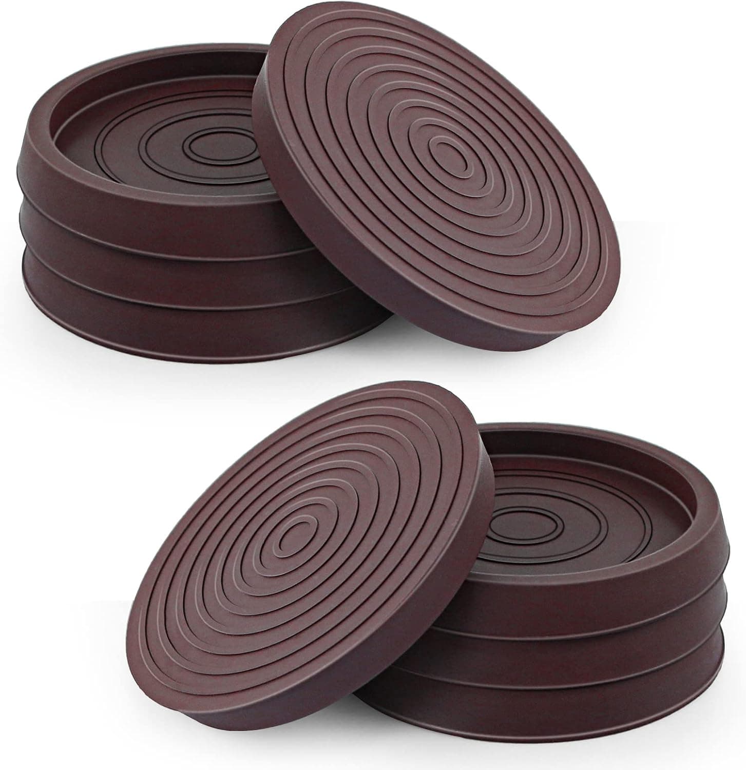 8 PCS Furniture Coasters for Hardwood Floors, 2.5inch Rubber Furniture Pads Non Slip, Round Furniture Caster Cups, Couch Stoppers to Prevent Sliding, Floor Protectors for Furniture Legs (Brown-Round)