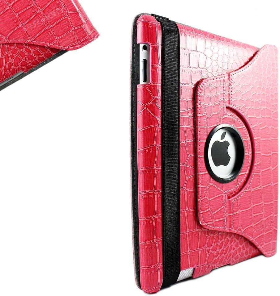 Sanoxy 360 Rotating Swivel Smart Premium Vegan PU Leather Case and Smart Cover and Stand for iPad 2/3/4, Crocodile Pink (SANOXY-IPAD360-CROCO-PNK)