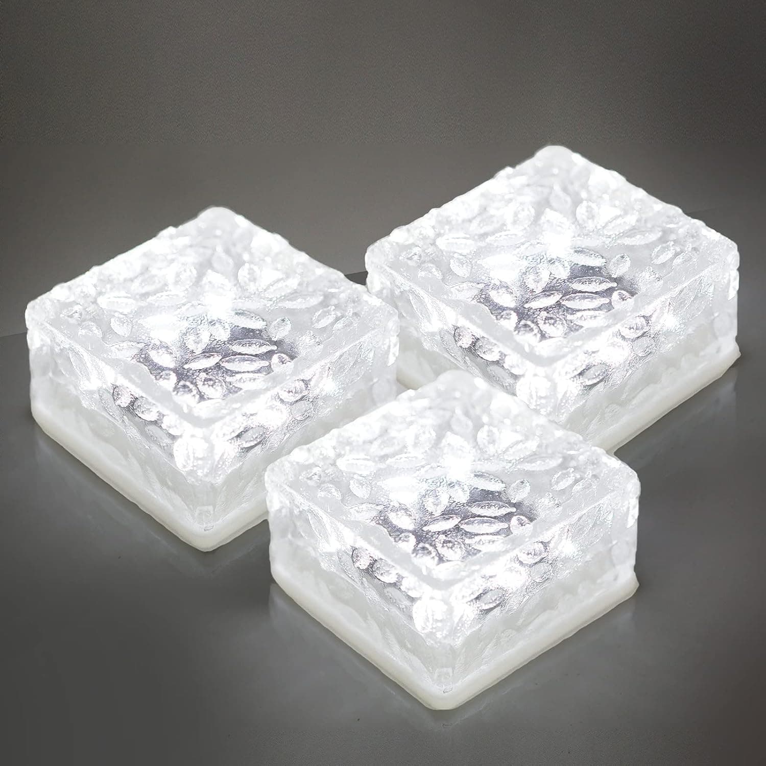 HOFLYW Solar Outdoor Lights Garden Decor for Outside Solar Brick Lights Landscape Path Light 4.3 * 4.3inch Yard Paver Road Lighting Recessed Paver for Patio Pathway Lawn Deck Walkway (White, 3 Packs)