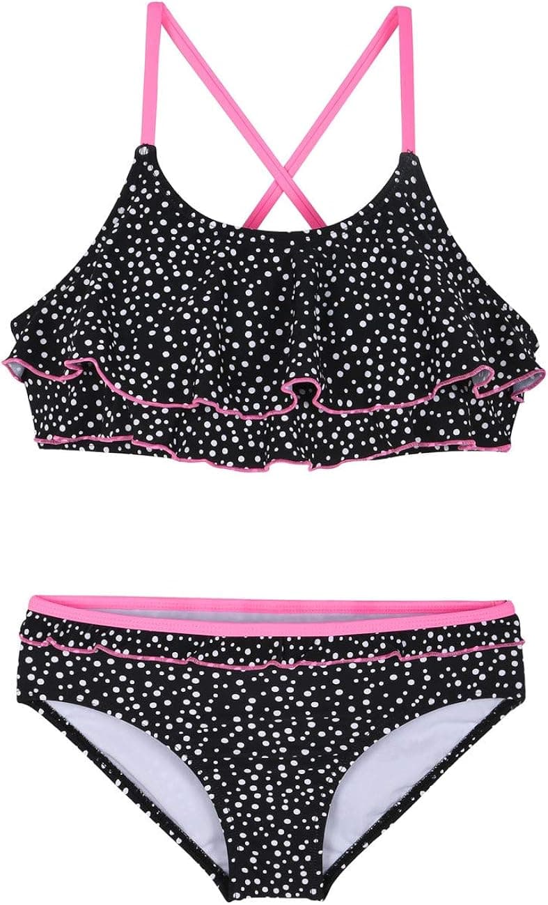 Hilor Girl's Bikini Swimsuits Ruffle Flounce Two Piece Beach Swimwear Tankini Set
