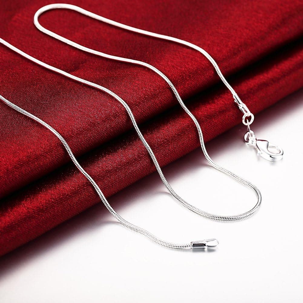 Metmejiao 3 Pieces 925 Sterling Silver 1mm Snake Chain Necklace Jewelry Jewelry for Men and Women (16"-30") (24)