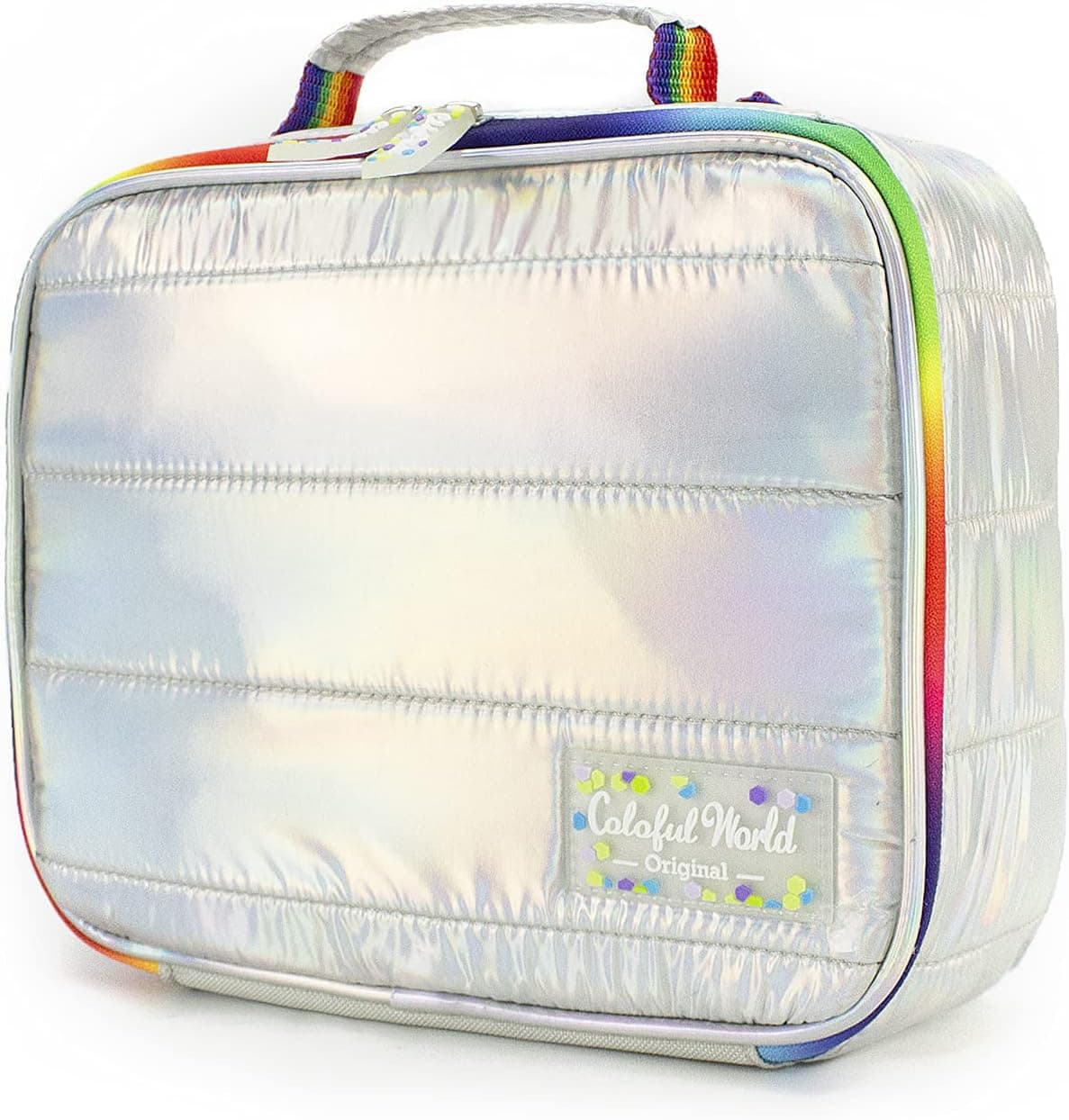 Castura Womens Lunch Box,Insulated Lunch Bag Handle Lunch Tote Holographic Silver