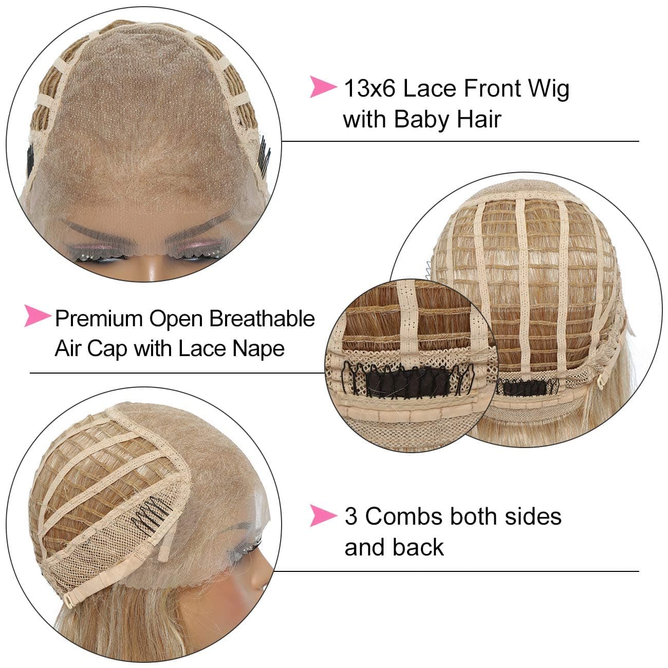Fine Plus 13x6 Lace Front Wigs 26inch Long Hair Synthetic Lace Wig with Baby Hair Heat Resistant Fiber Wavy Natural Wigs for Black Women( Ombre Platinum)