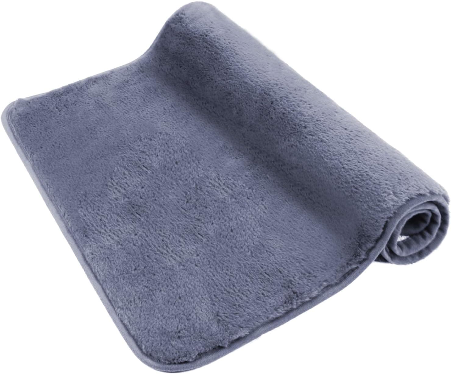 Ultra Soft Plush Microfiber Bath Mat, 17x24" Extra Fluffy Shaggy Small Bathroom Rug, Machine Washable Dry Anti Slip Shower Bath Carpet, Dark Grey
