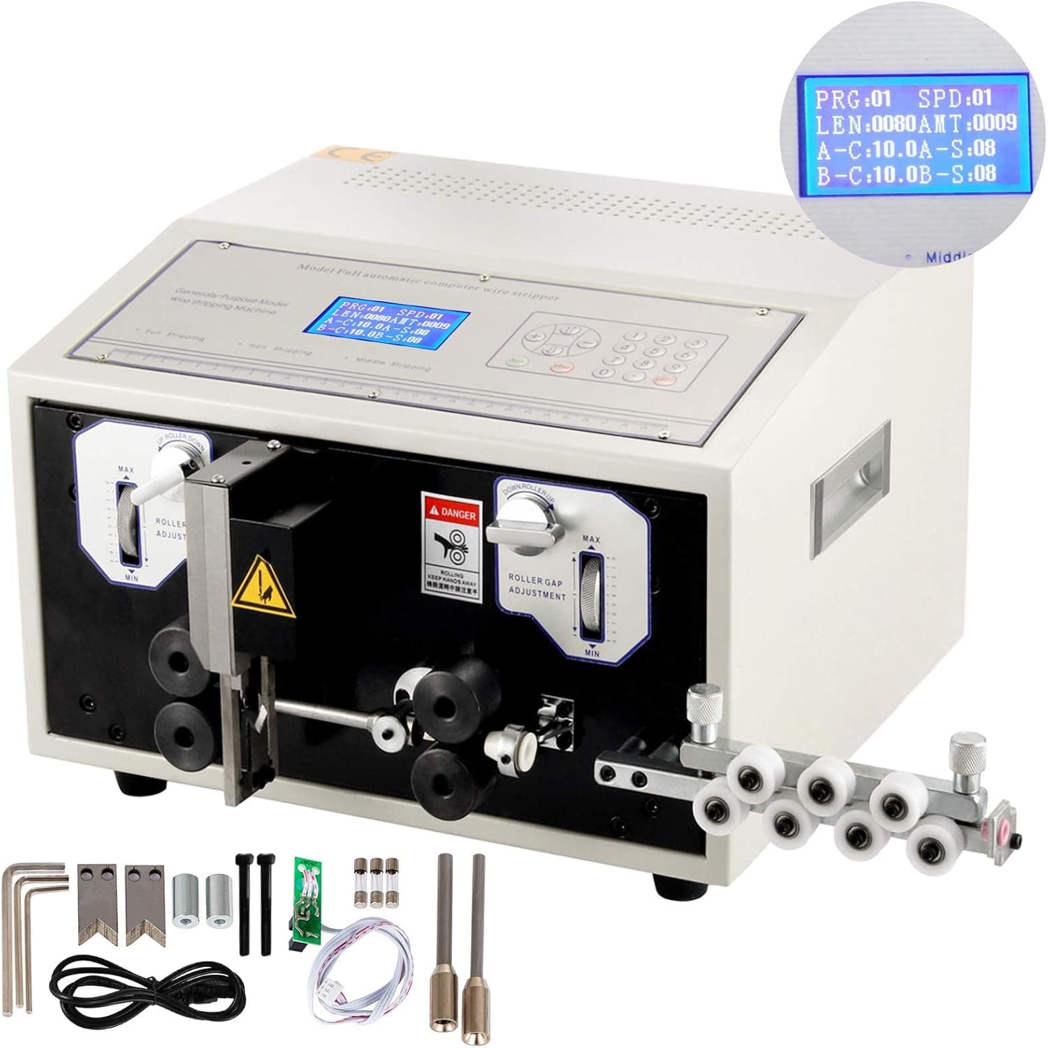 BestEquip SWT508-E Computer Wire Cutting Stripping Peeling Machine 0.1-8 mm² Automatic Wire Cutter Stripper 1-9999 mm Cutting Length Wire Stripping Machine
