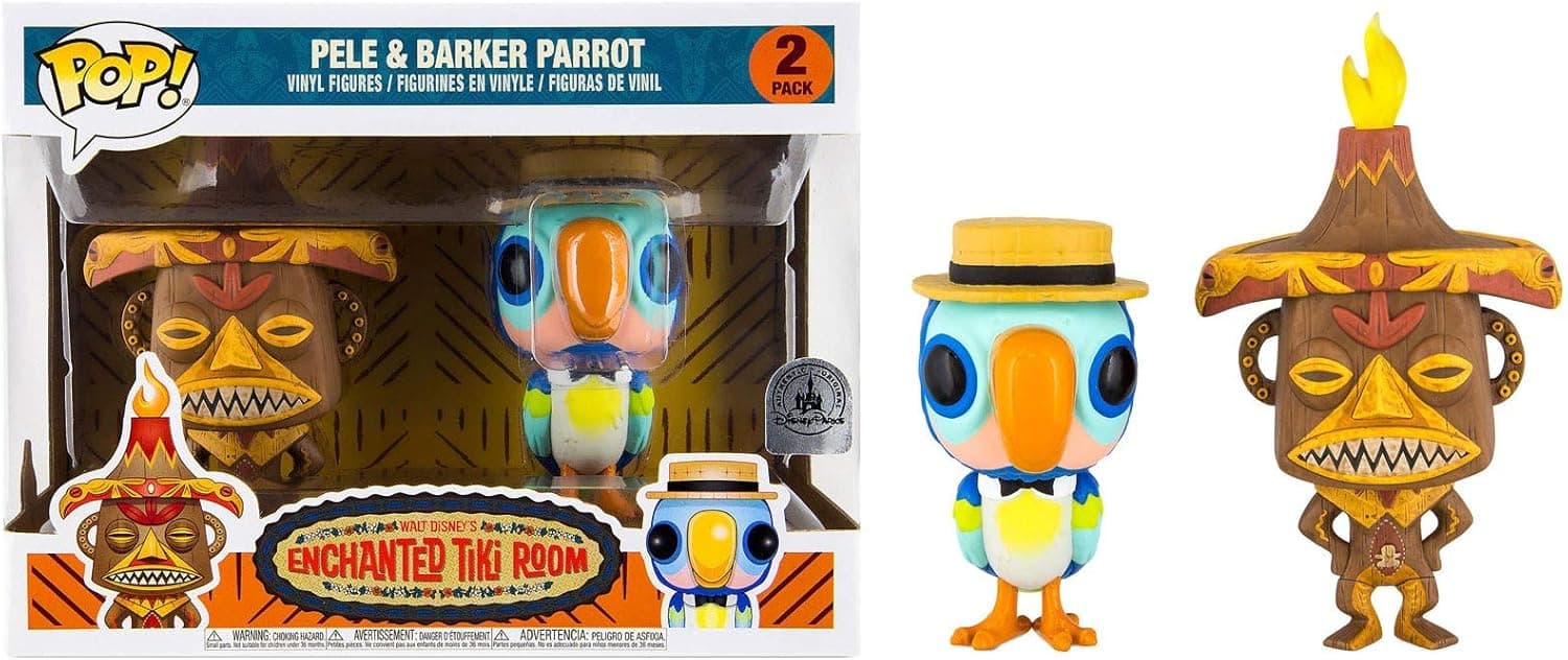 Disney Park Exclusive Enchanted Tiki Room Pele & Barker Parrot Funko POP 2 Pack