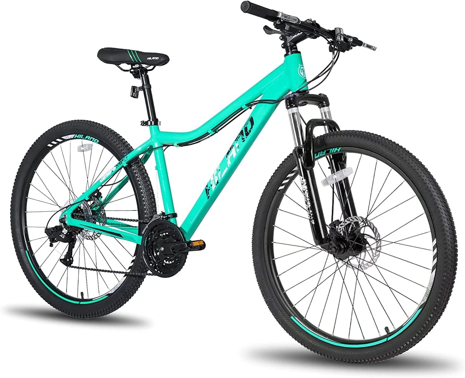 Hiland 26 27.5 Inch Mountain Bike for Women,21/24 Speed with Lock-Out Suspension Fork,Dual Disc Brakes,Aluminum Frame MTB,Adult Ladies Womens Bike Mens Bicycle