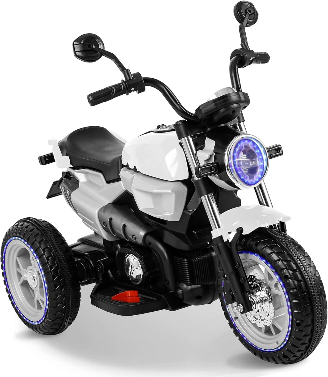MAMIZO 12V Motorcycle for Kids, 12V Ride On Motorcycle for Boys, Girls, and Toddlers 3-7 Years Old, White