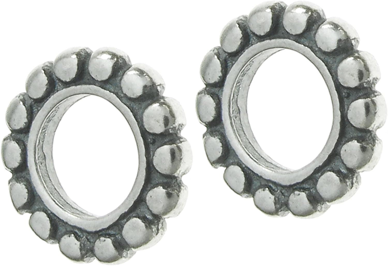 Queenberry Sterling Silver Daisy Round European Style Spacer Bead Charm