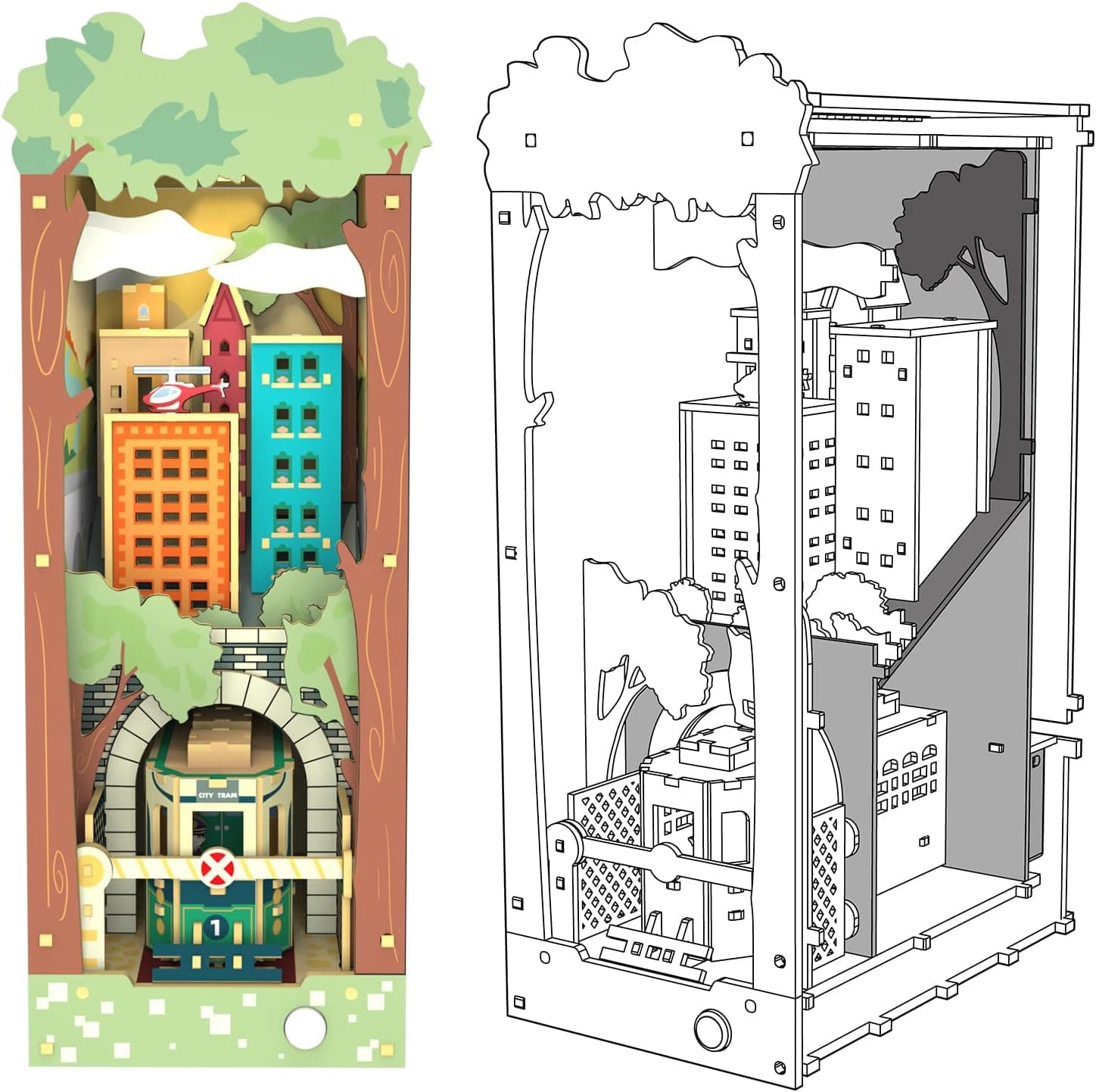 DIY Book Nook Miniature Kit - LED Booknook Miniature Dollhouse Kit 3D Wooden Puzzle Crafts Bookshelf for Teens and Adults to Build-Creativity Gift for Christmas Birthday