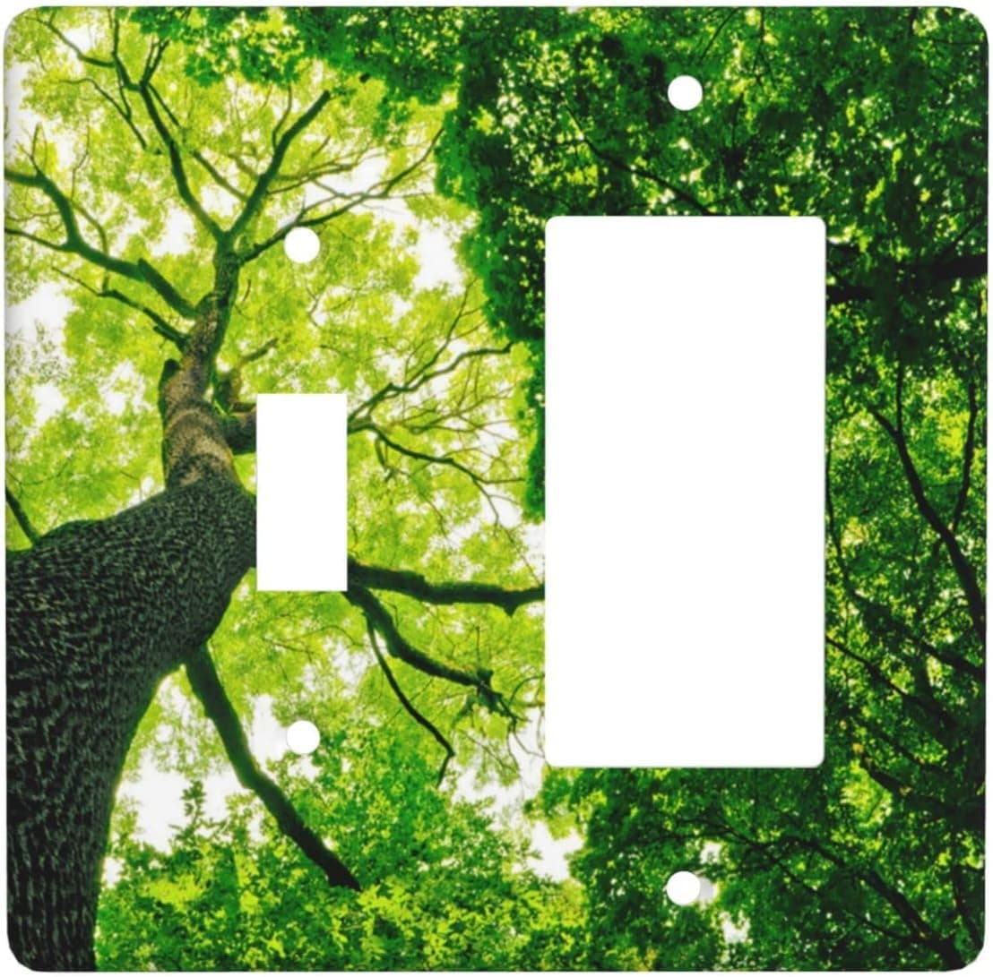 Old Forest Landscape Light Switch Plate Cover Verdant Tree Toggle Rocker Combination Wall Plate For Bedroom Kitchen Living Room Study Office Decorate 4.5 X 4.6 in