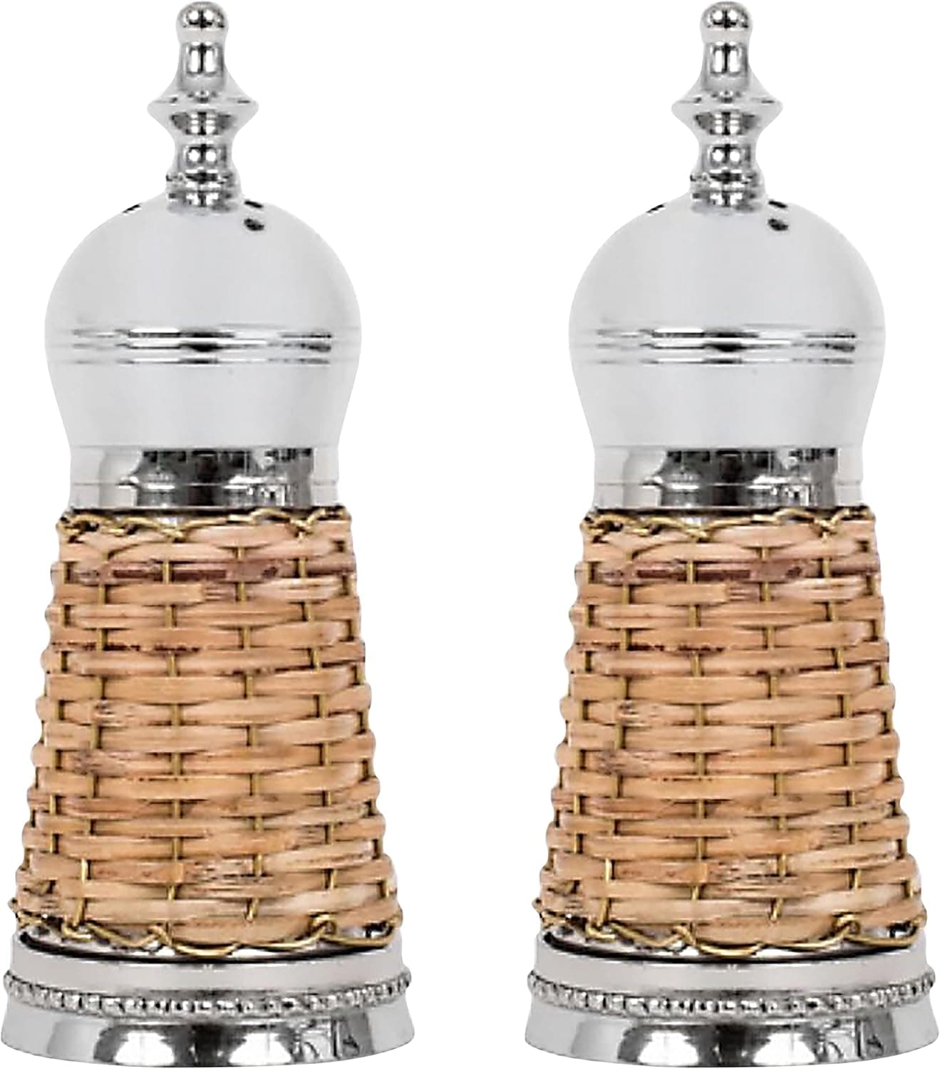 Salt and Pepper Shakers - Basketweave Farmhouse Salt and Pepper Shakers Set with Airtight Lids - Rustic Glass Salt and Pepper Sets for Alfresco Table, Picnic, Camping, & Kitchen by Enchanted Home