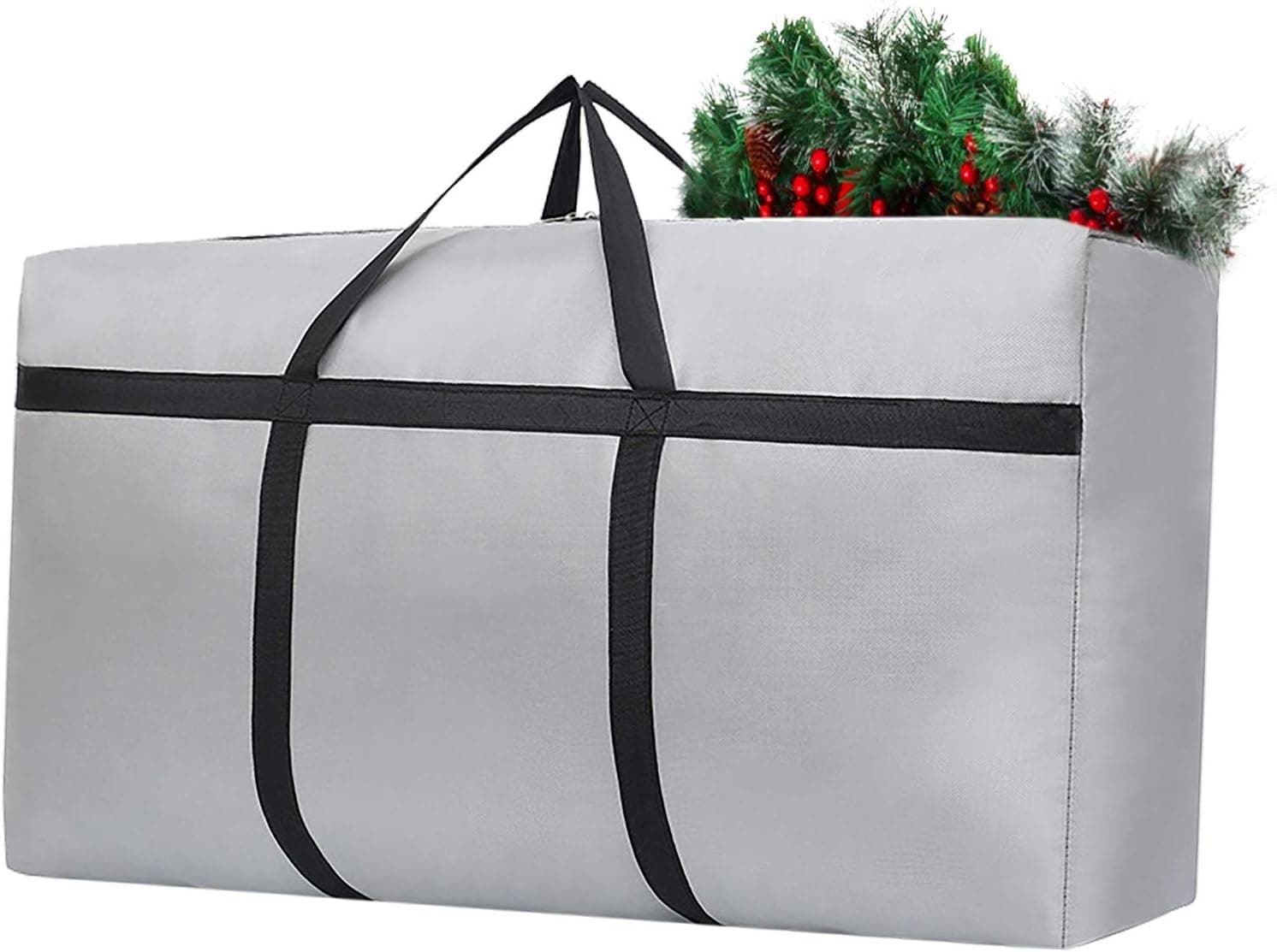 Christmas Tree Storage Bag - Fits Up to Holiday Artificial Disassembled Trees with Durable Reinforced Handles & Dual Zipper - Waterproof Material Christmas Items Bag Protects from Dust (Gray)