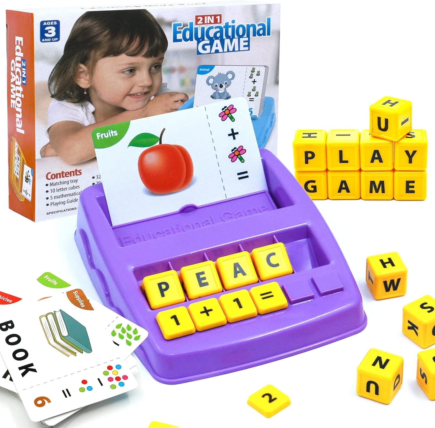 PREBOX Learning and Educational Toys for 3 4 5 6 7 8 Years Old, Matching Letter Game for Kids, Alphabet Flash Cards for Toddlers, Best Gifts and Fun Activies for Preschool Girls and Boys