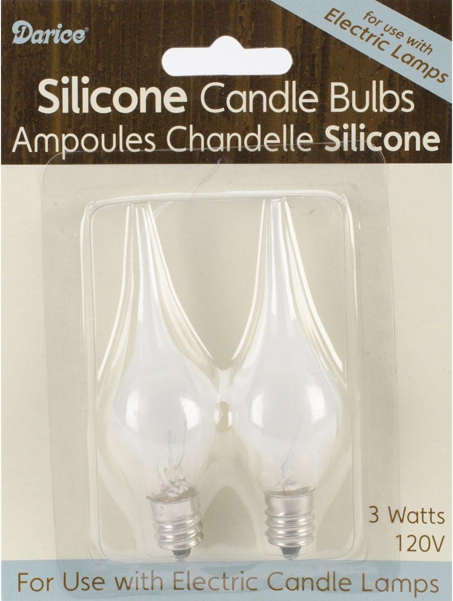 Darice 6202-64 Candle Lamp Collection Silicone Candle Bulbs, 3-watt, 2-Pack
