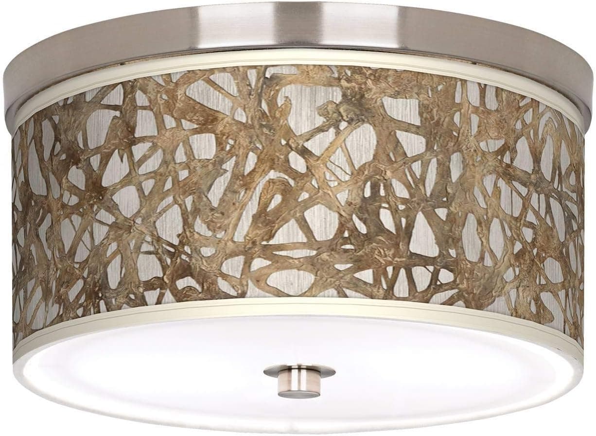 Giclee Gallery Organic Nest Giclee Nickel Energy Efficient Ceiling Light with Print Shade