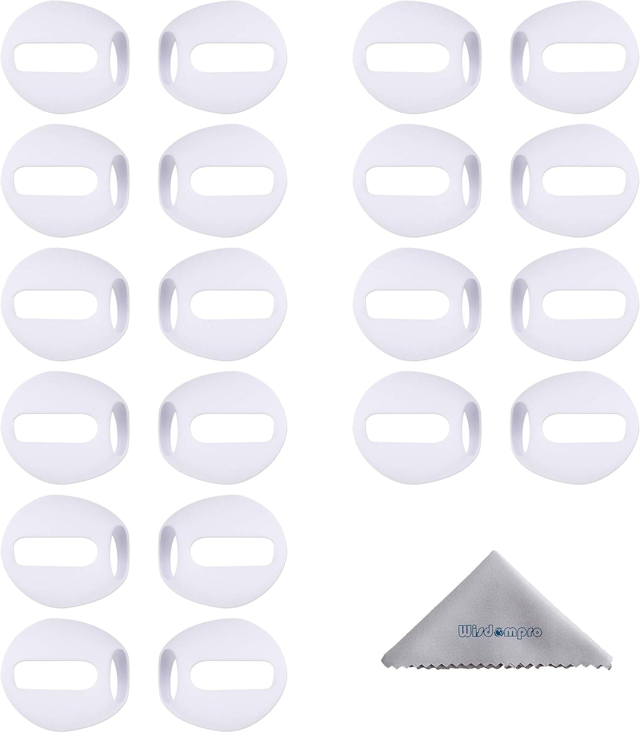 Ear Tips for Airpods, 10 Pairs Wisdompro Ultra Thin Soft Silicone Anti-Slip Dust Proof Protective Tips Ear Skins for Apple AirPods 2 and for AirPods 1 - White Color
