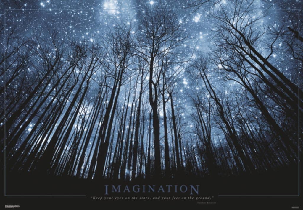 Beyond The Wall Imagination Trees and Stars Inspirational Motivational Quote Decorative Print Poster (24x36 UNFRAMED Poster)