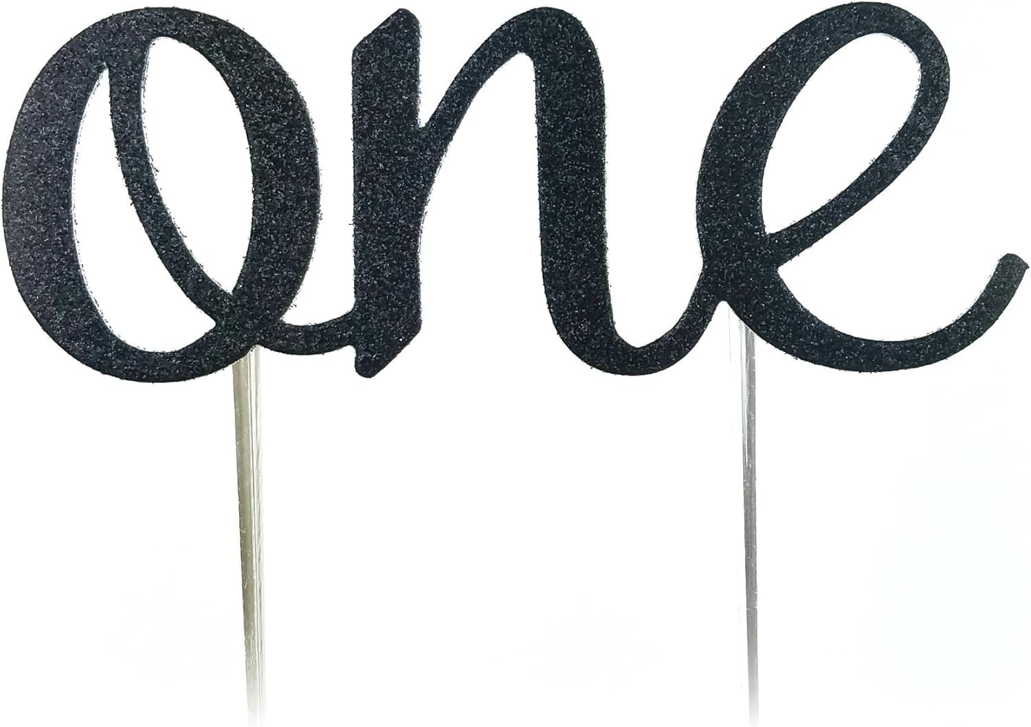 Handmade 1st Birthday Cake Topper Decoration - One - Double Sided Glitter Stock (Black)