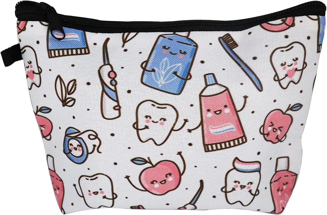 YOUYA DENTAL Cosmetic Bag for Women, Makeup Bags Adorable Teeth Pattern Roomy Portable Travel Toiletry Bag Makeup Pouch Organizing Small Items Accessories Organizer Cute Gifts