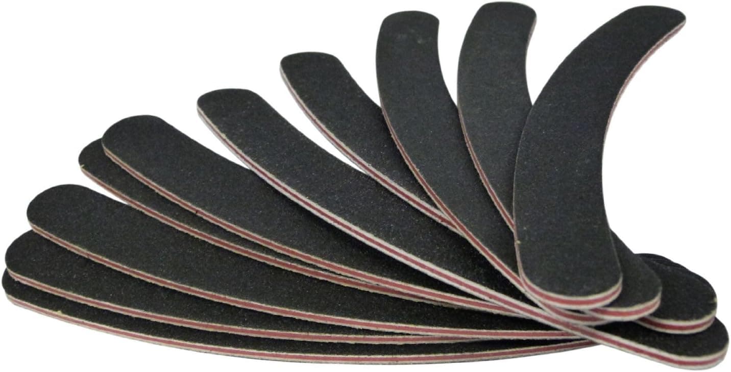 Outflower 10pcs Arc Double-Sided Nail File Emery Board Professional Nail Manicure Tools Black