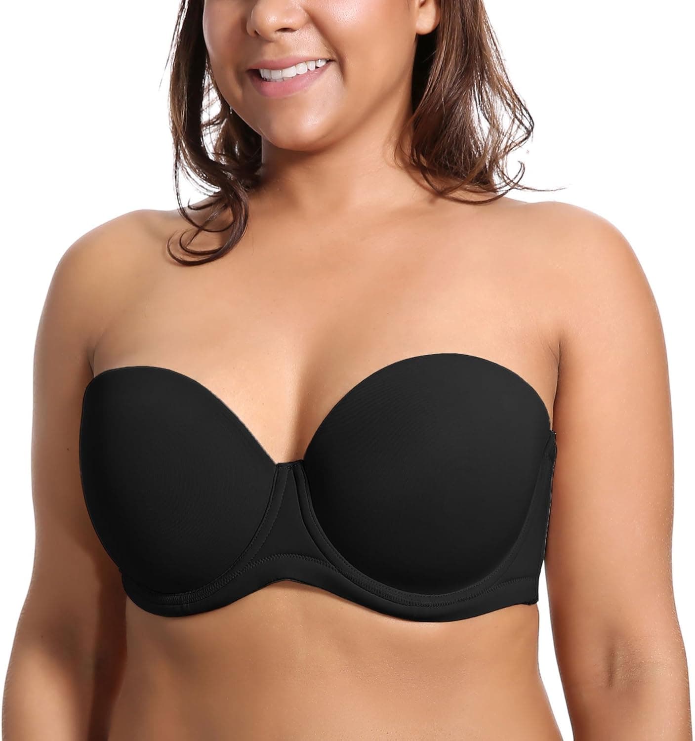 DELIMIRA Women's Full Figure Underwire Contour Multiway Strapless Bra Plus Size