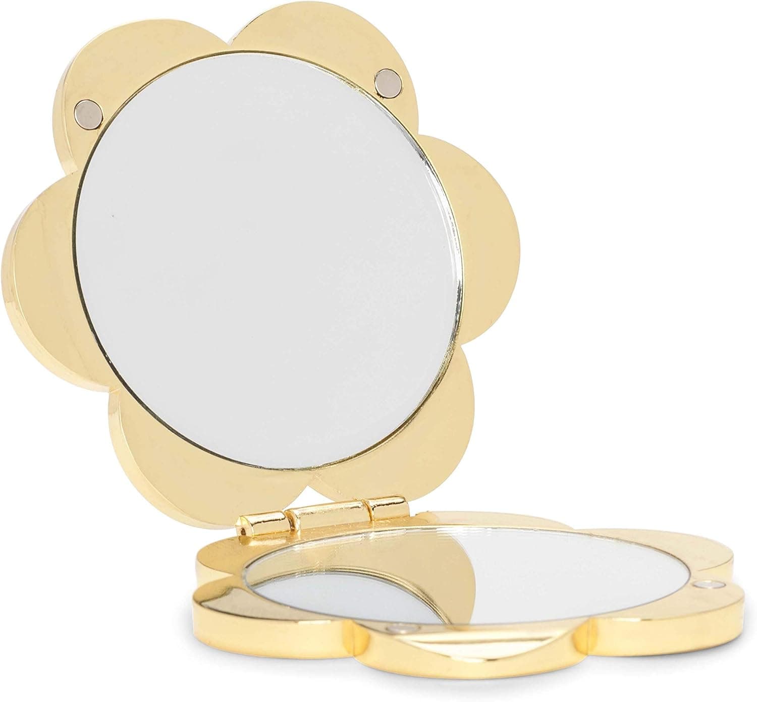 ban.do Lookin Good Metal Compact Mirror, Includes Regular and Magnifying Mirrors, daisy