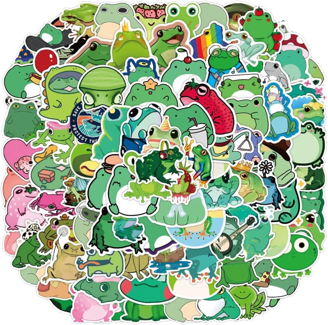 Anata U Frog Stickers, Cute Frog Stickers Kids Teen Adult Waterproof Vinyl Water Bottles, Frog Decorated Gifts for Teen Girls