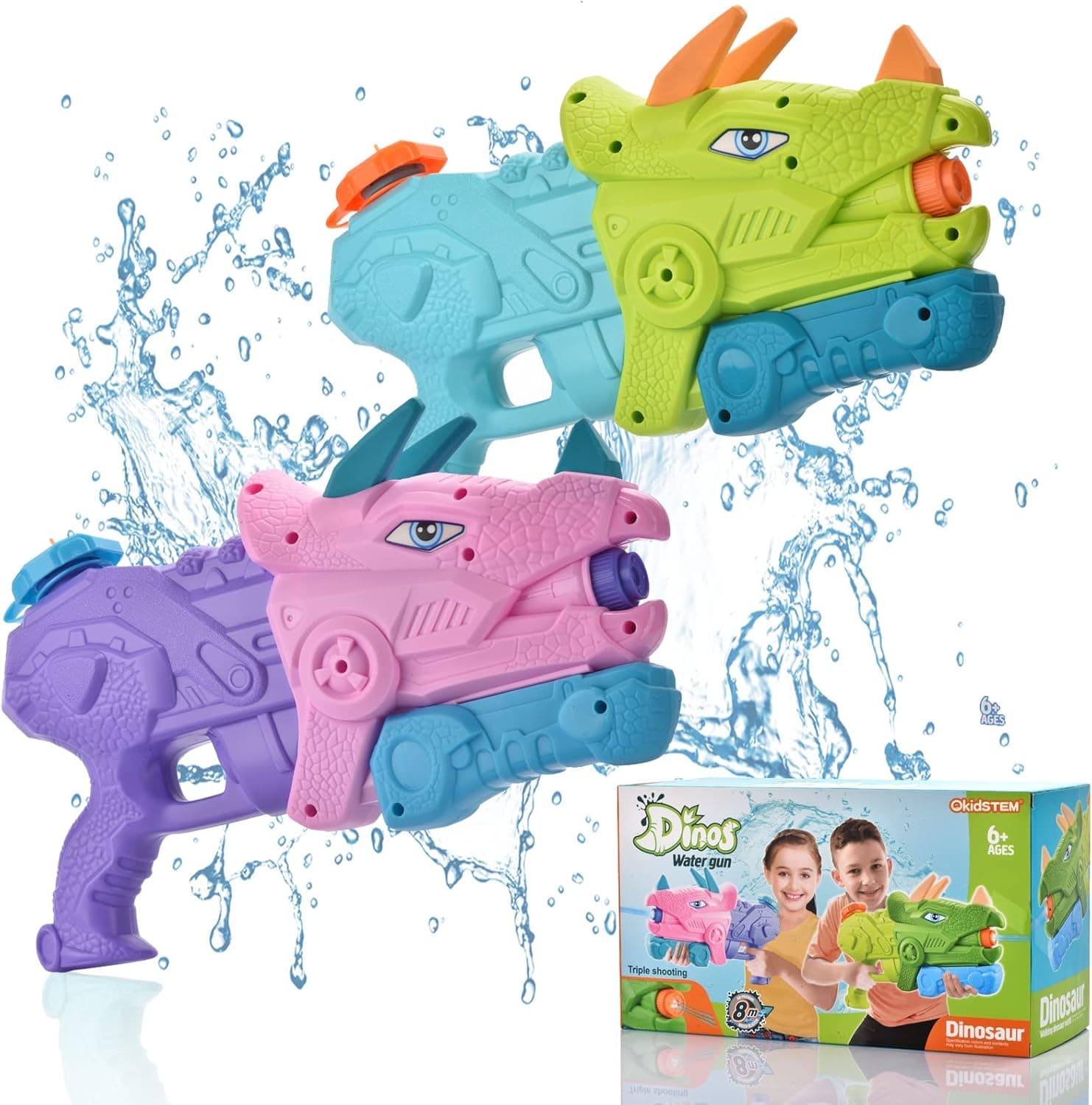 OkidSTEM Water Guns for Kids Squirt Guns Water Pistol Blaster Toys Summer Pool Outdoor Water Toys for Boys and Girls (2Pack 700CC *Green + Pink)