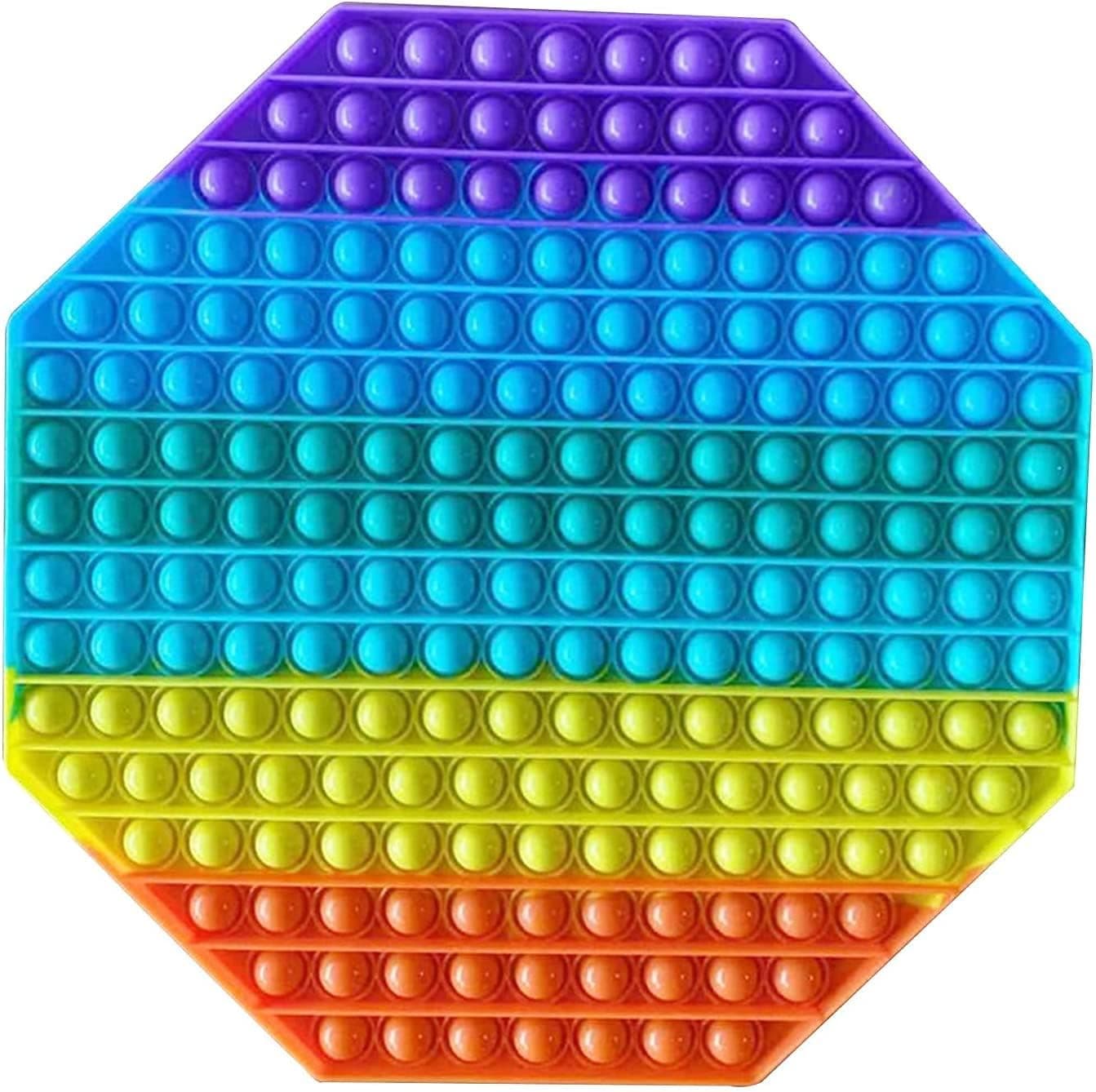 COOPEA Mega Pop on it,Pop Big Giant Jumbo Huge Mega Large Bulk Extra Rainbow Push Bubble Sensory Fidget Stress Reliever Game Toys it for Kids Boys Girls Adults - Octagon 206 Bubbles