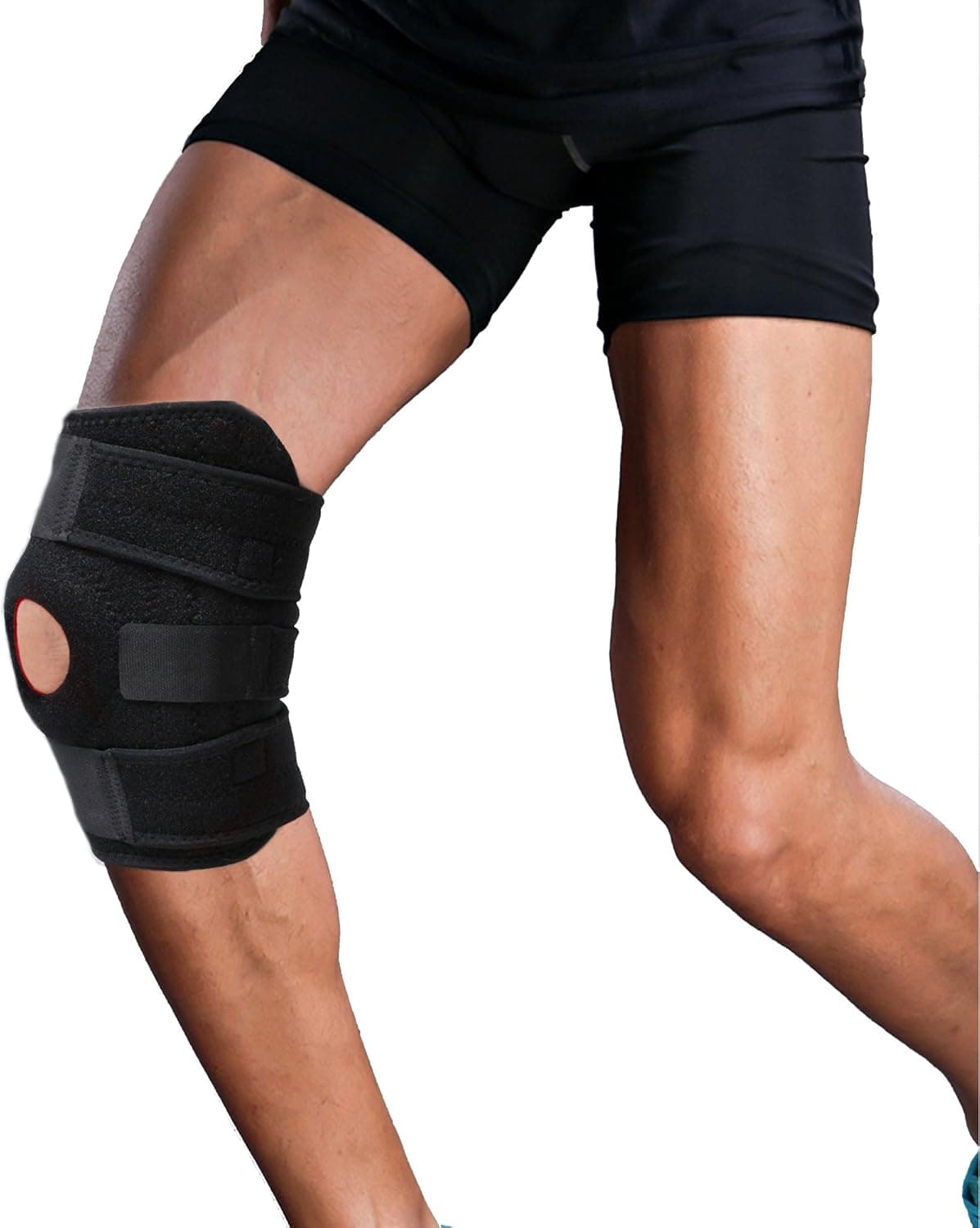 Knee Brace Support Protector,Compressions Open-Patella Stabilizer Breathable Knee Wraps Pads with Adjustable Veclro for Arthritis, ACL, Running, Pain Relief, Injury Recovery, Basketball and Sports