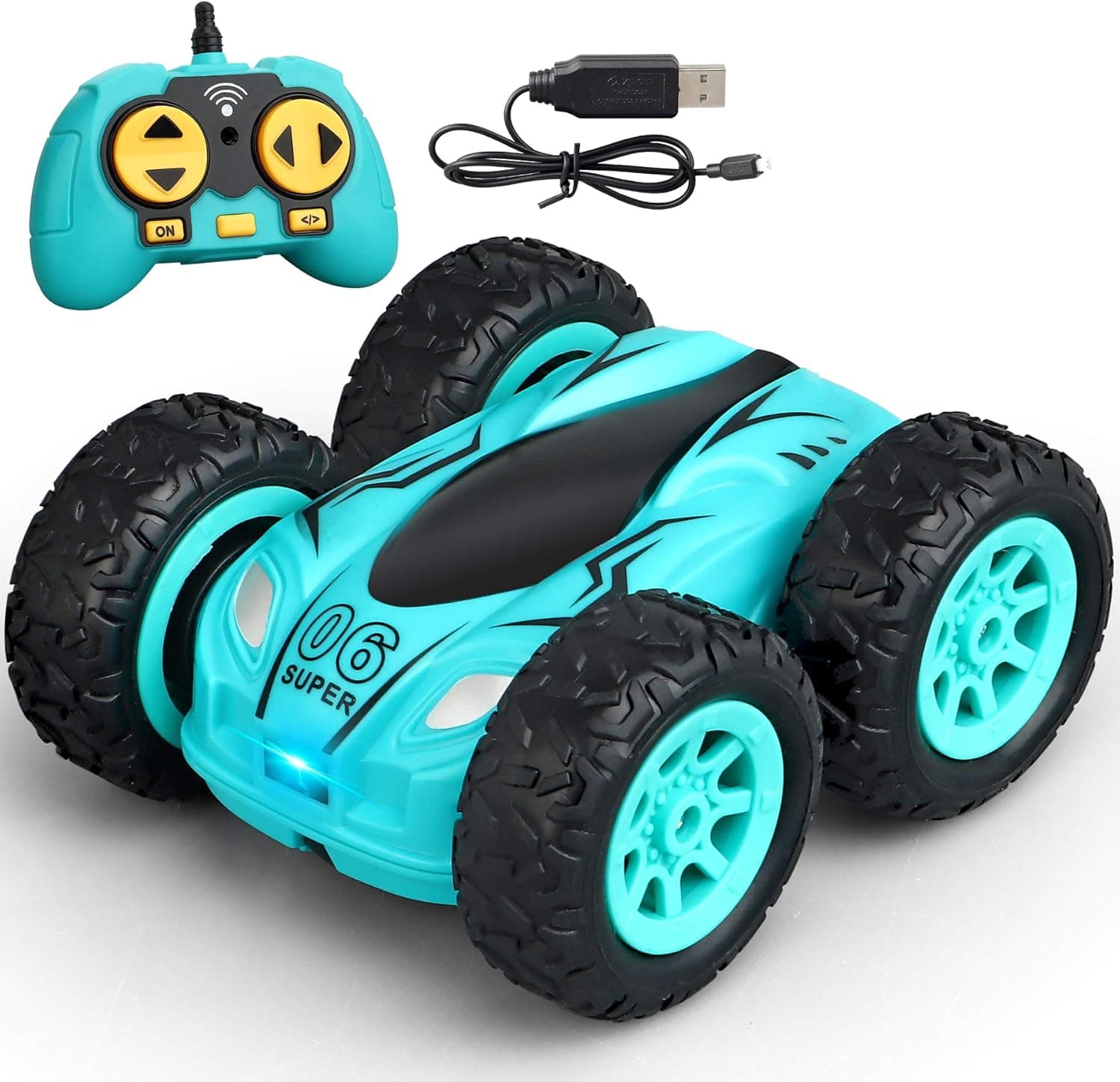 Meryi Mini Stunt RC Cars Toy, 4WD 2.4Ghz Remote Control Car Double Sided Rotating Vehicles, Kids Toy for Boys & Girls Birthday No Battery