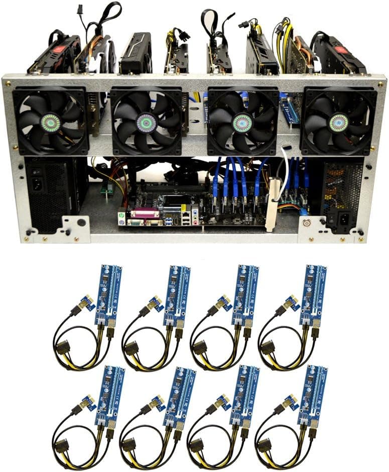 Titan-8 Open Air GPU Mining Rig Frame Computer Case Chassis with 8 USB Risers - Ethereum ETH Zcash ZEC Monero XMR