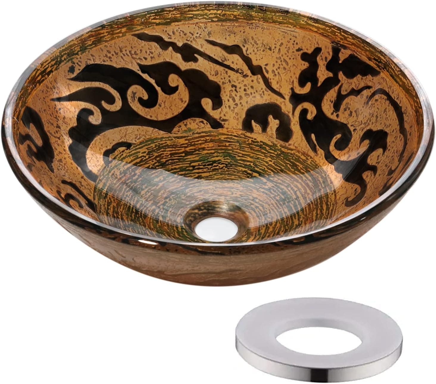 Vessel Sinks for Bathrooms Enbol Brown Glass Vessel Sinks 16.5 inch Round Above Counter GS-G0440