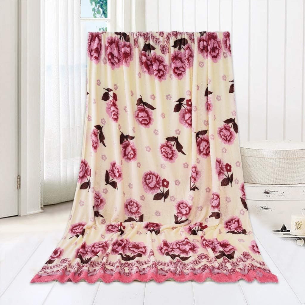 Fleece Blanket, Super Soft Flannel Throw Blanket Lightweight Warm Plush Microfiber Bedding Blankets for Living Room Bedroom Bed Sofa Couch, Flower Print
