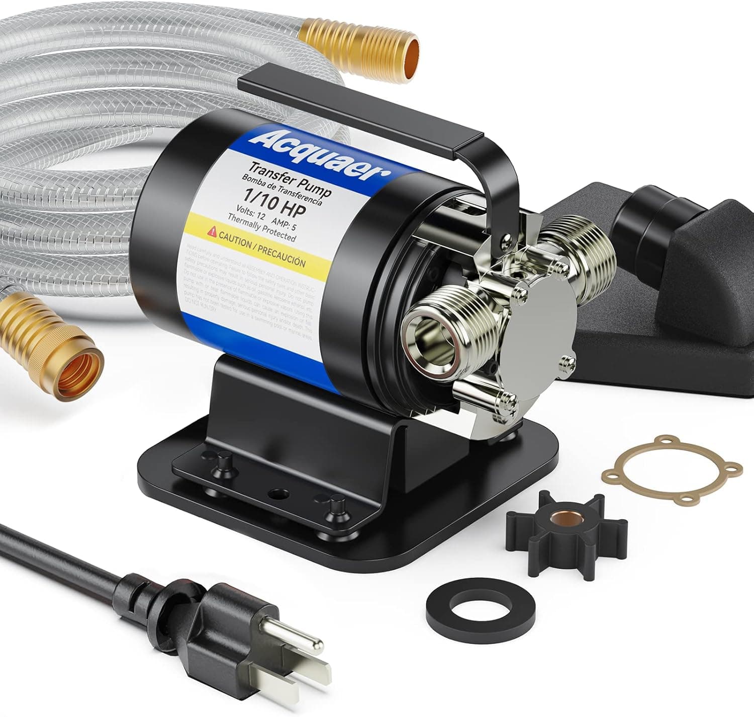 Acquaer Water Transfer Pump 115V 1/10 HP Portable Electric Utility Water Pump with Suction Hose Kit, Low Suction Water Removal for Water Beds, Pools, Rain Barrel, Aquariums