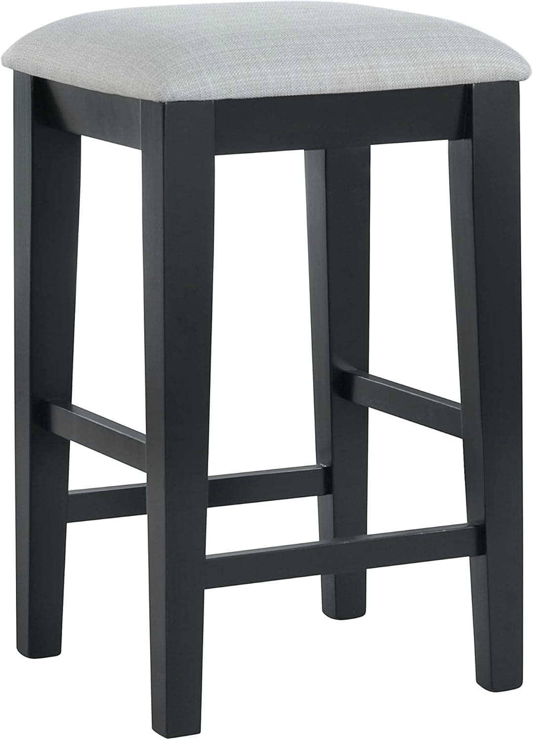 Monarch Specialties Grain High Barstools with a Grey Fabric Seat, 24-Inch, Black, Set of 2
