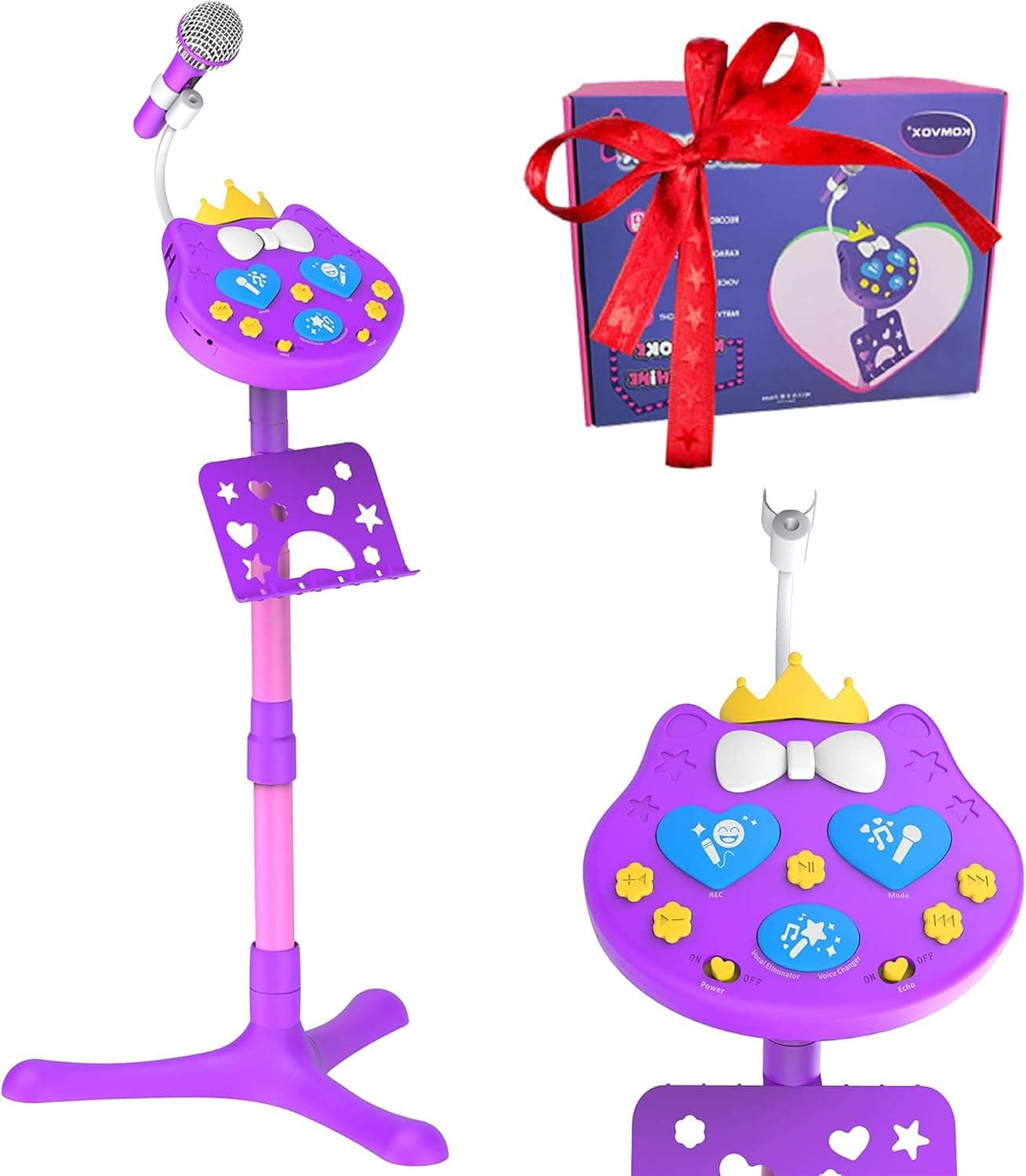 Toddler Girl Toys Karaoke Machine Microphone for Kids, 4, 5, 6, 7, 8, 9 Year Old Girls Birthday Gift, Microphone for Toddler with Voice Changer