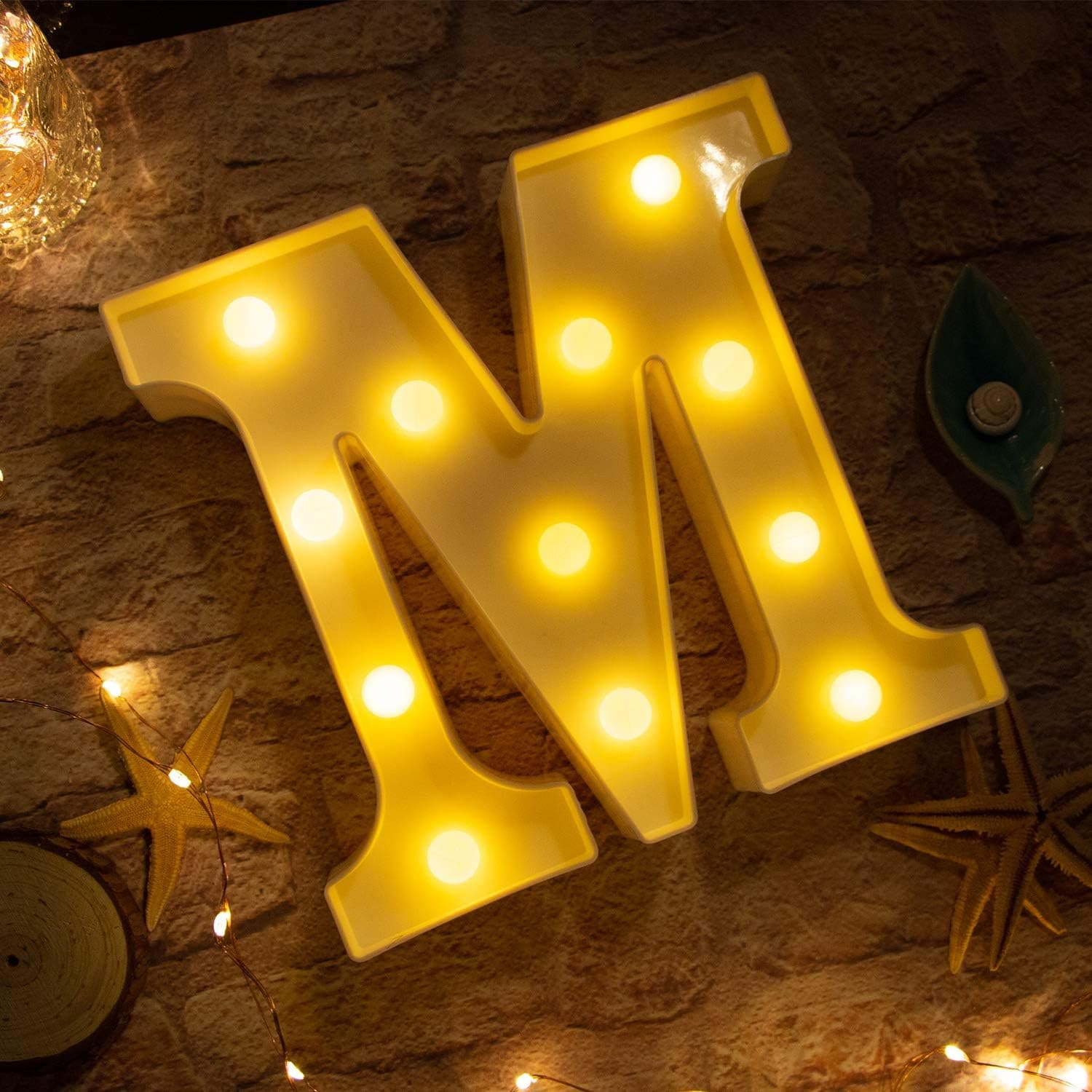 Brightown Decorative LED Marquee Letter Lights 26 Alphabet Light Up Letters Sign for Wedding Birthday Party Night Light Home Bar Decoration Battery Operated (M)