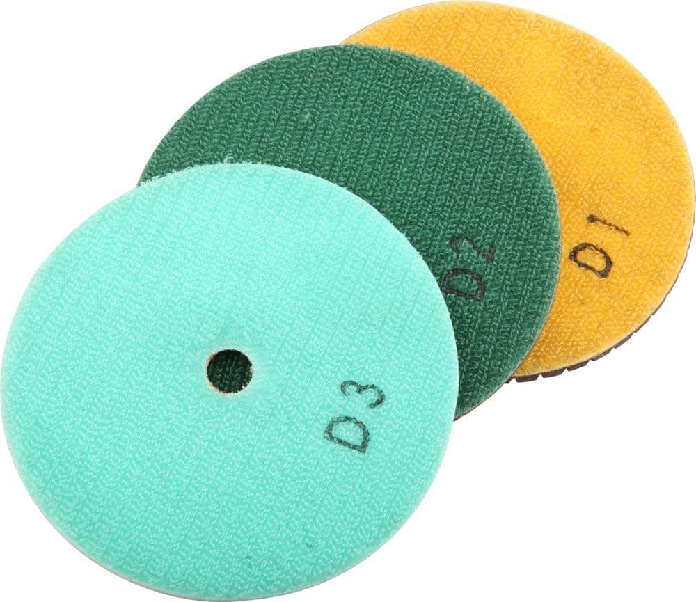 4" 3-Step Dry/Wet Diamond Polishing Pads Set of 3 PCS for Granite Polish/Concrete Polisher