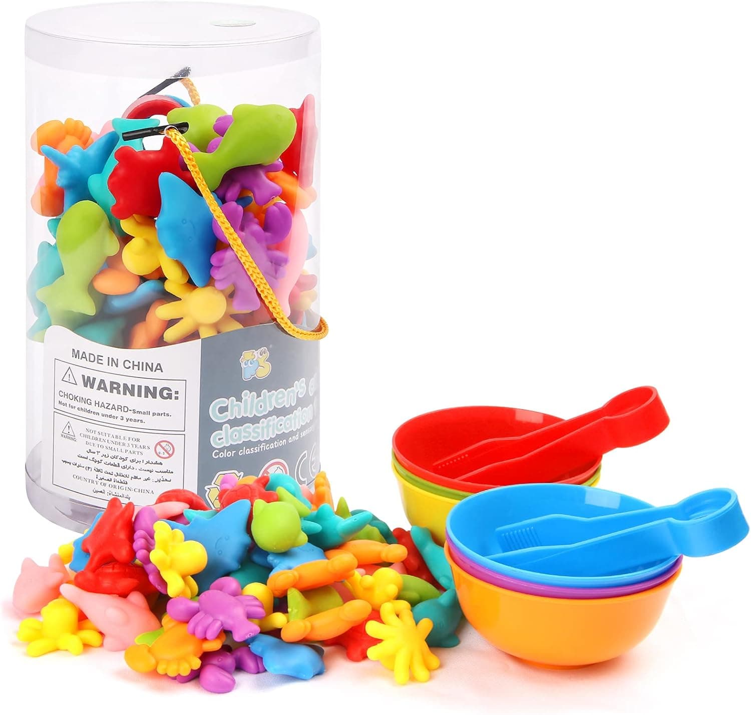 Rainbow Counting Animals - Montessori Sorting and Counting Toys - Preschool Color Sorting Learning Toys for 3 4 5 Years Old Girls & Boys - STEM Educational Toy for Toddler(56Pcs)