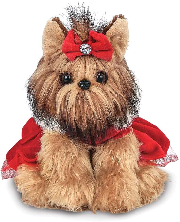 Bearington Yuletide Yorkie Holiday Plush Stuffed Animal Dog, 13 inches