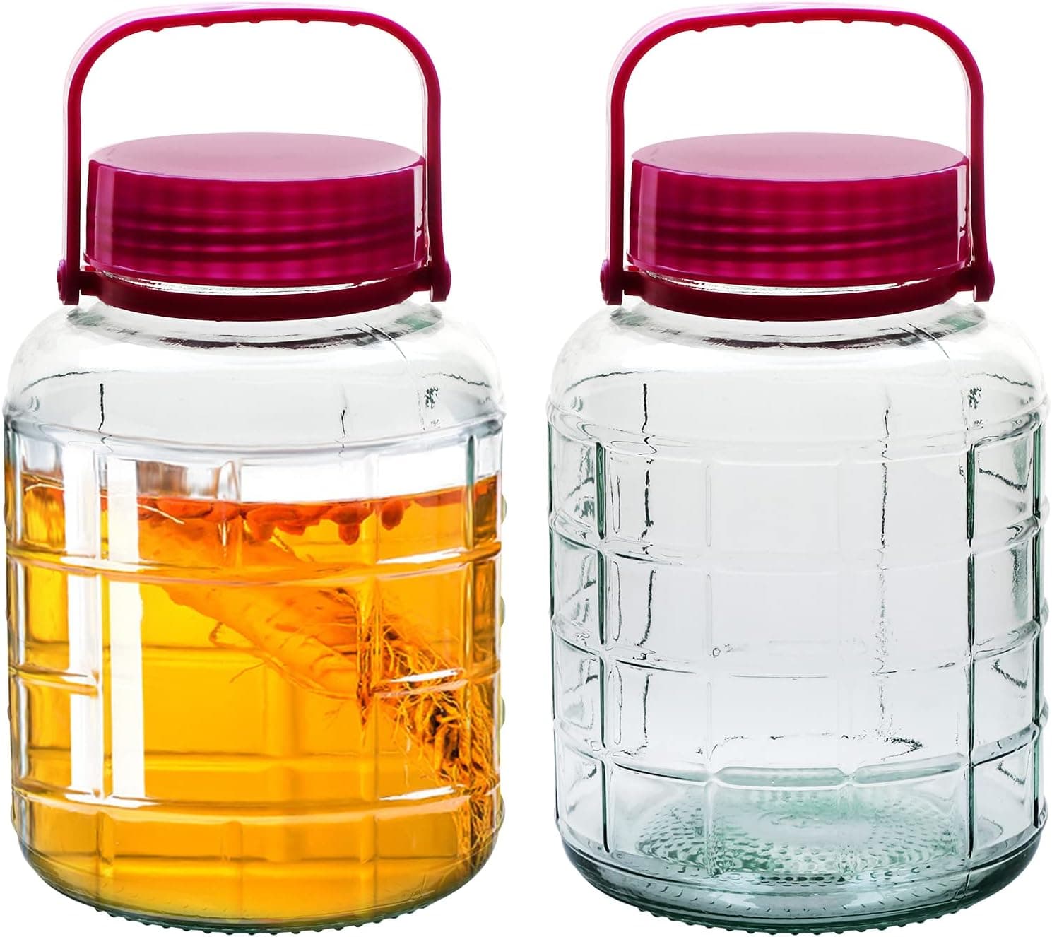 Glass Storage Canister, 77 oz Mason Jar with Plastic Handle and Airtight Lids ,for Canning, Meal Prep, Jam, Jelly,Milkshakes, Salads,Drinks(Set of 2)