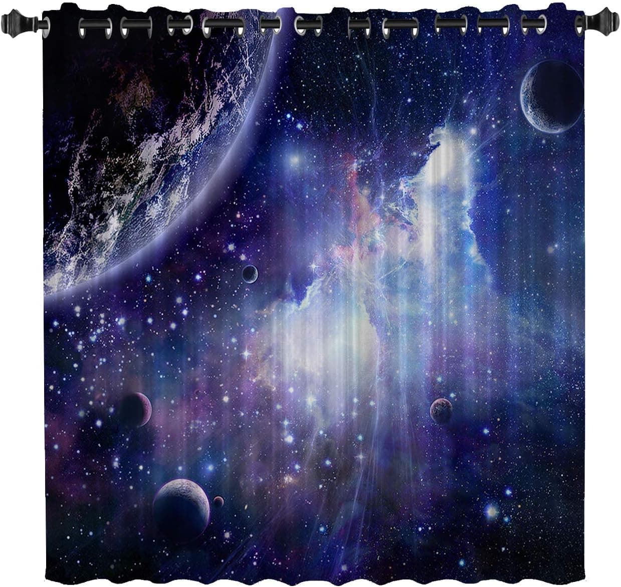 Blackout Curtains Kids Room Darkening Curtains Space Cosmic Sky Stars in Galaxy Nebula Cosmos 52" Wide x 45" Long Thermal Insulated Grommet Top Window Curtains for Bedroom
