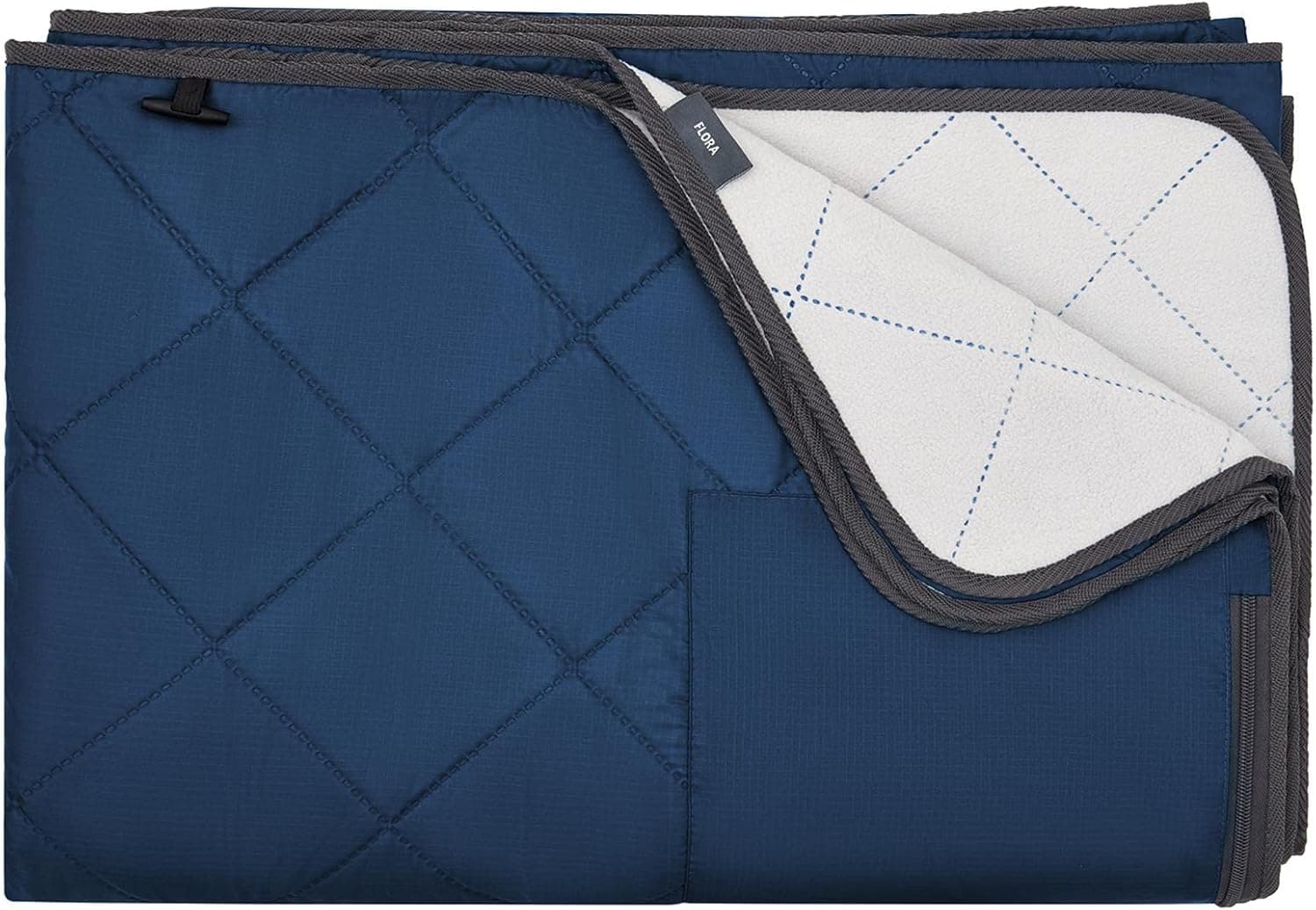 FUNDANGO Multi-Purpose Queen Size Waterproof Warm Fleece Blanket with Horn Buckle, Pocket -Machine Washable for Outdoor, Camping, Picnic, Stadium,Beach, Park, Grass, Travel, Dog, Car, (59''X 80'')