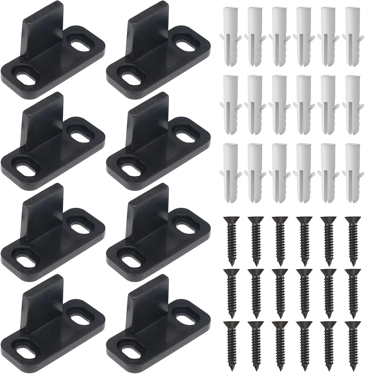 Rainmae 8 Pieces Sliding Barn Door Floor Guide No Groove Door Guide Adjustable Clip Floor Mounted Bottom Track Guide Hardware Bypass Door Guide Plastic Limit The Door with Screws